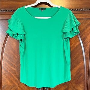 Adrianna Papell Green Ruffle Sleeve Blouse